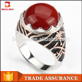 Popular jewelry red color gemstone 925 sterling silver antique man ring
